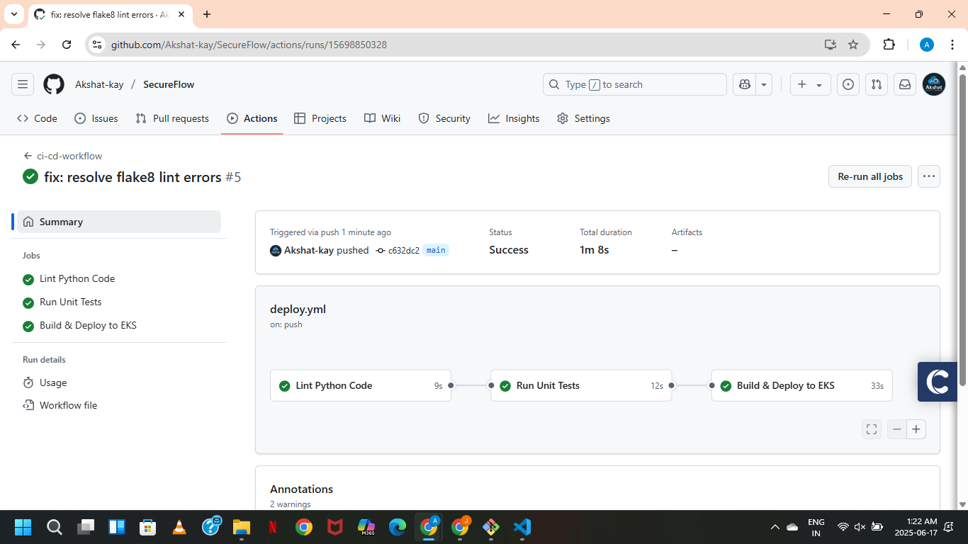 SecureFlow – CI/CD & DevSecOps Pipeline on AWS